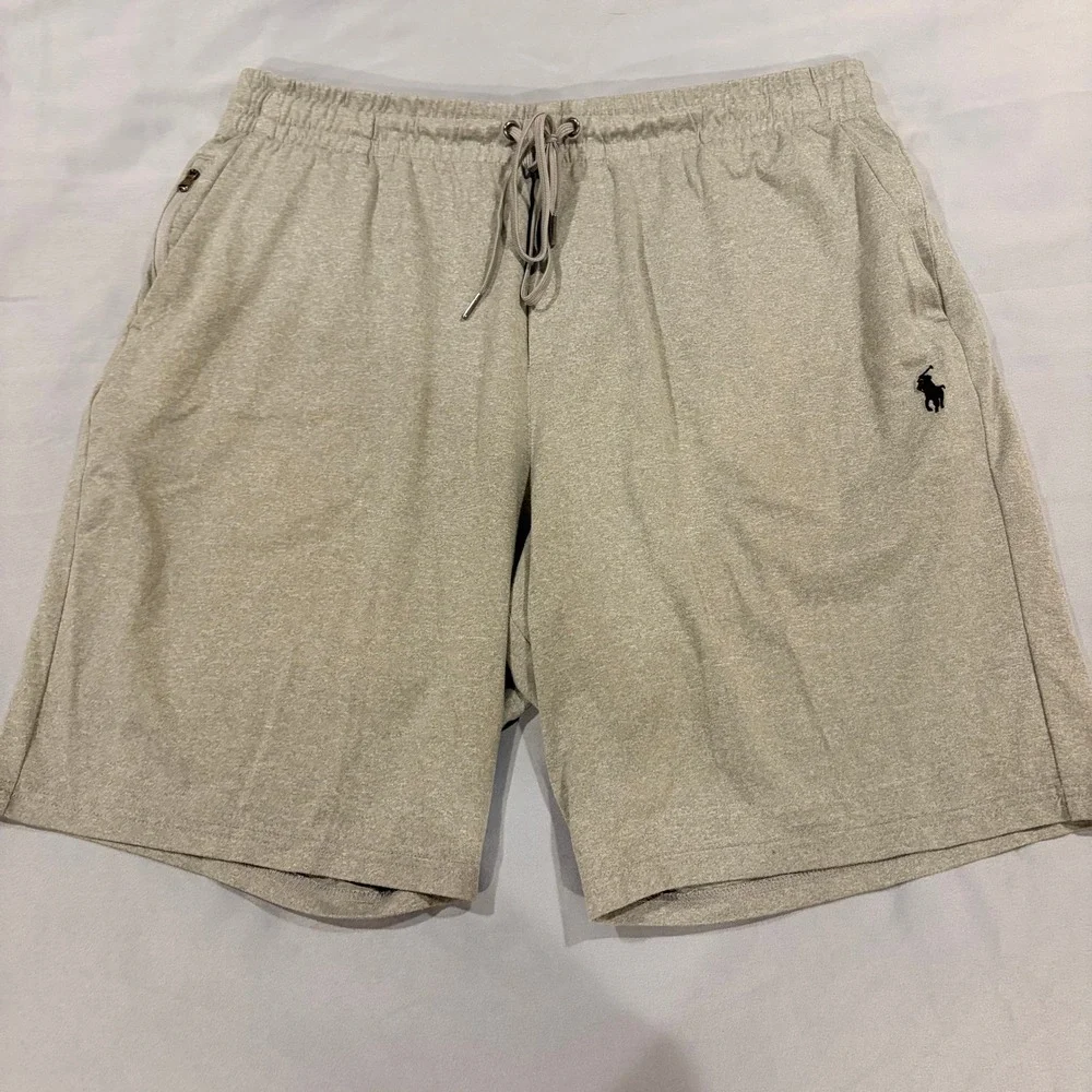 Polo Ralph Lauren Mens Heather Gray Performance Shorts Drawstring Size XL Gym